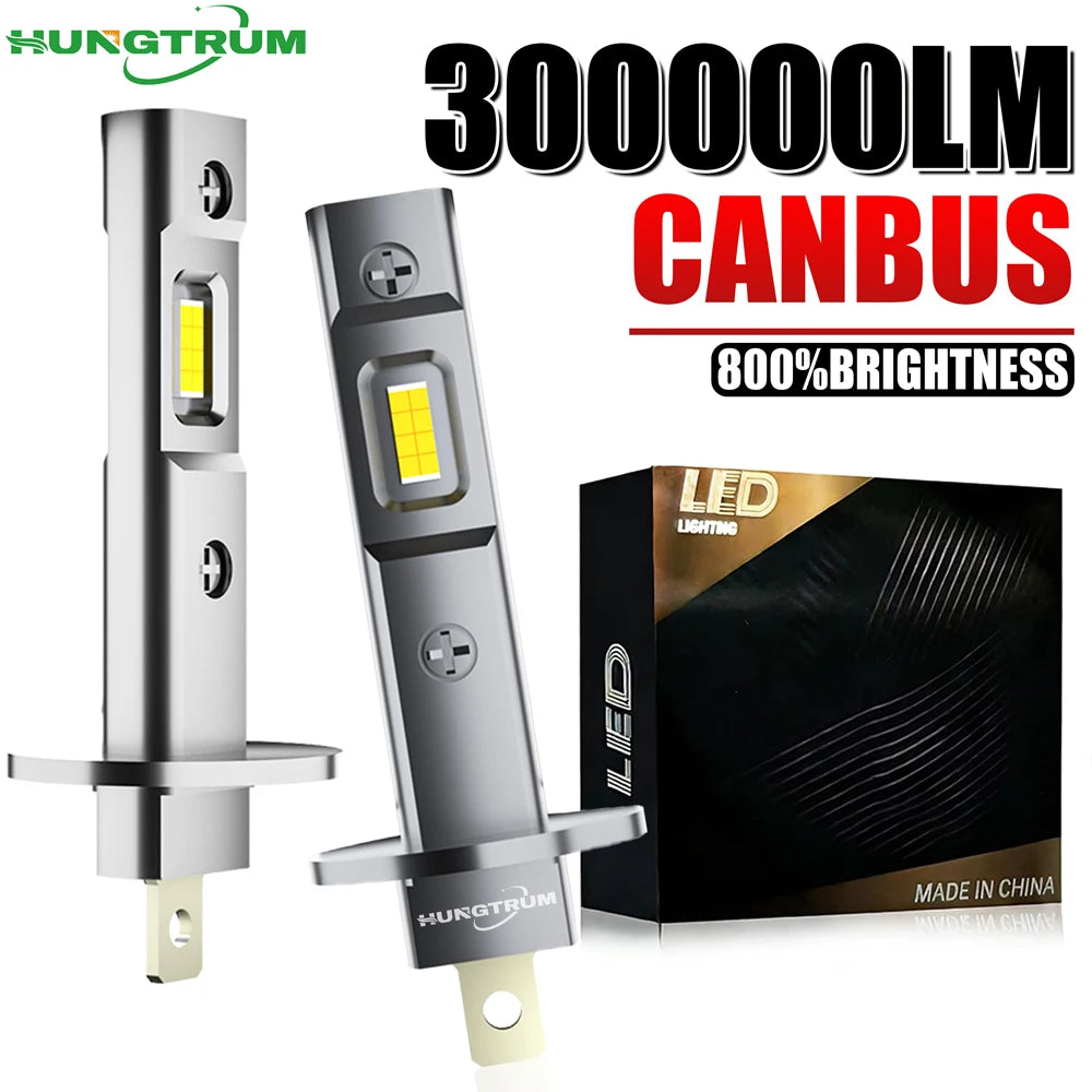 H1 LED Headlight Wireless CANBUS Error Free Headlamp Plug And Play Fanless Silent 300000LM