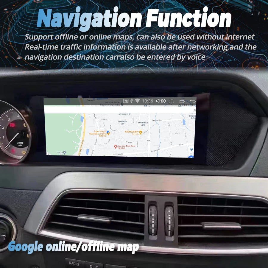 8.8imch Qualcomm Screen CarPlay For Mercedes Benz C-Class W204 NTG 4.5 Android 13 Multimed