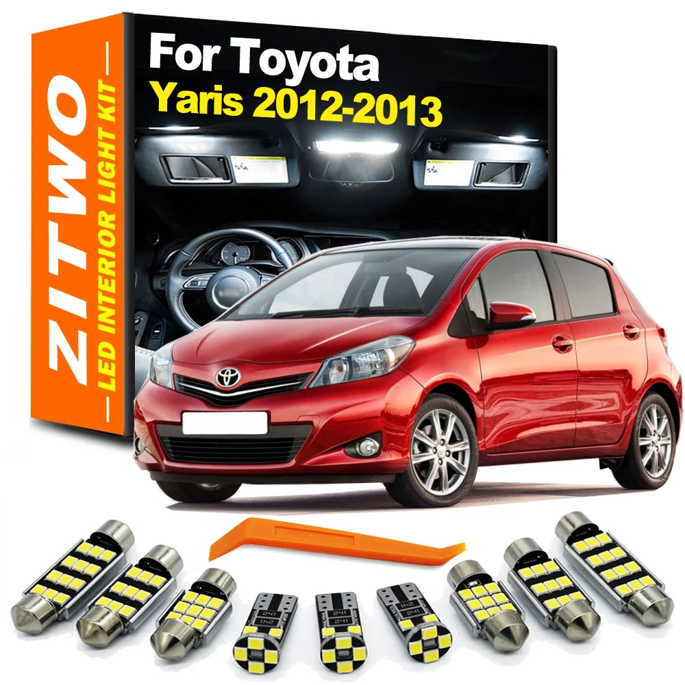 ZITWO 9Pcs Canbus No Error For Toyota Yaris 2012 2013 LED Bulb Interior Dome Map Ceiling Trunk Light License Plate Lamp Kit