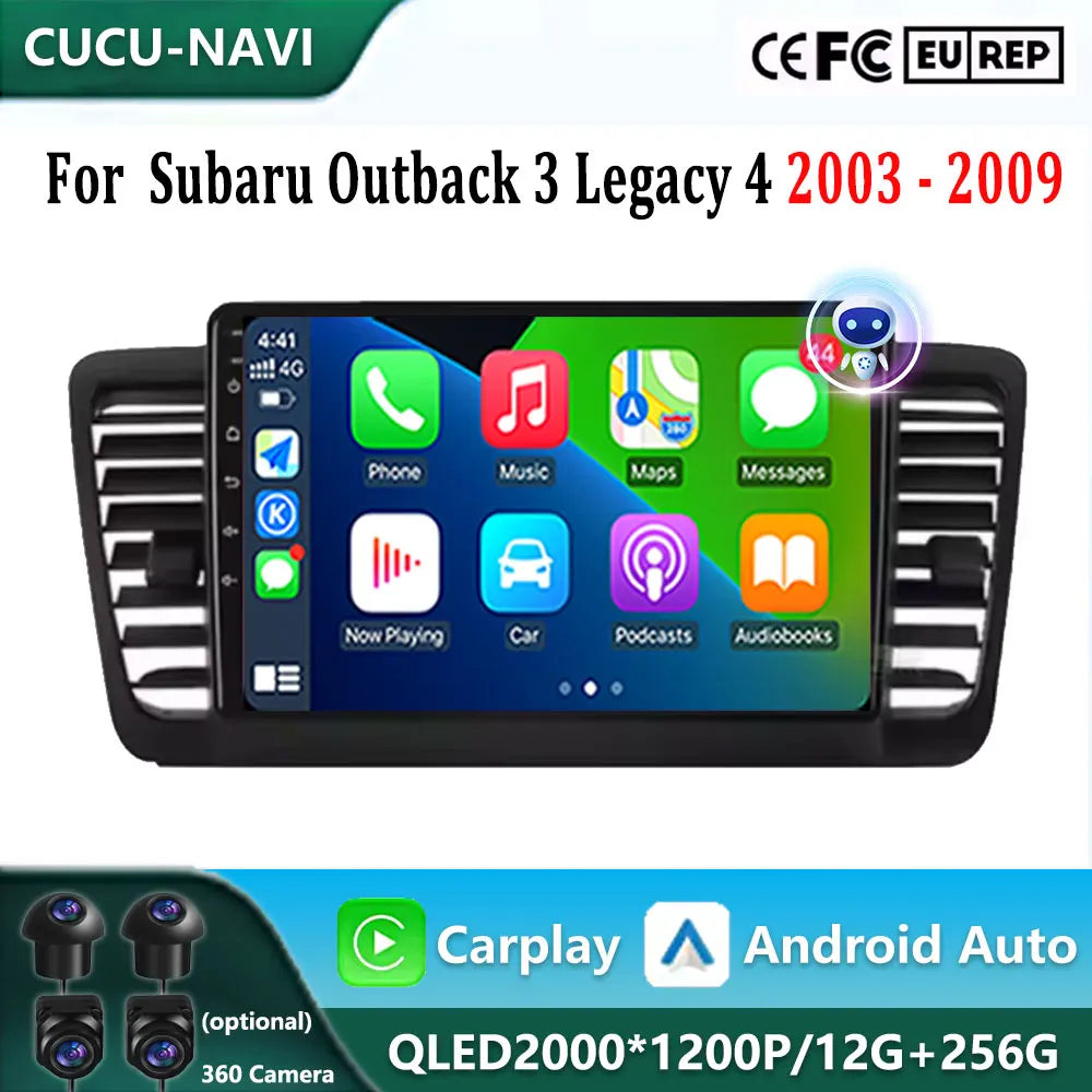 Android 14 For Subaru Outback 3 Legacy 4 2003 - 2009 LHD 2K QLED Android Car Radio Multime | AUTOKITSHOP
