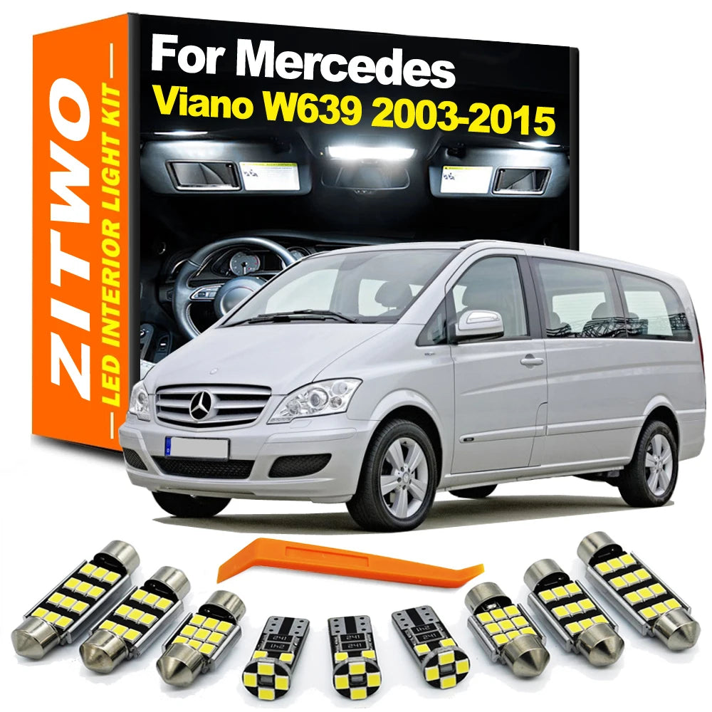 ZITWO Full LED Bulb Interior Dome Door Foot Light Kit Accessories For Mercedes Benz Viano W639 2003- 2011 2012 2013 2014 2015