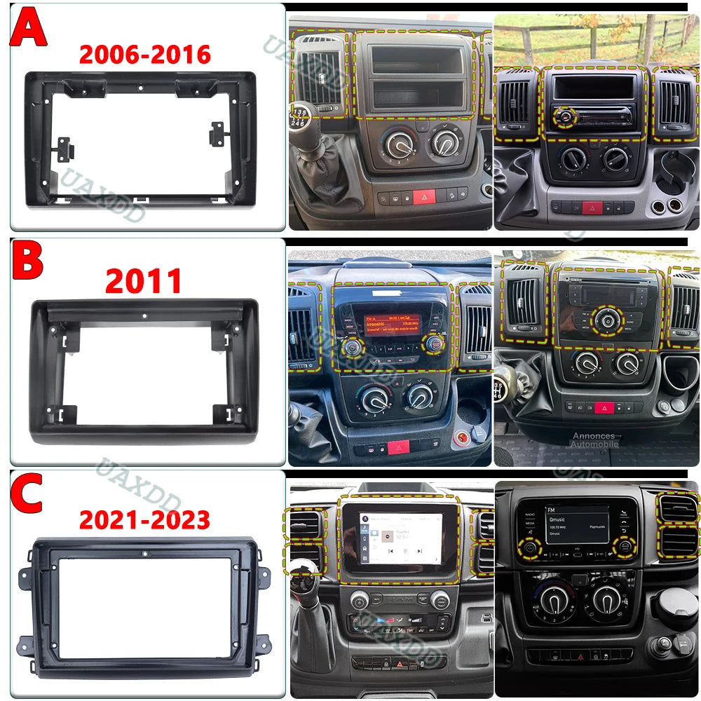 For 2006-2021 FIAT DUCATO 9inch 2 Din Car Android Frame Panel Fascia Harness Adapter Playe