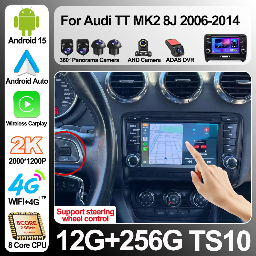 Android 16 For Audi Tt Mk2 8j 2006-2014 Auto Car Radio Multimedia Video Player Gps navigat | AUTOKITSHOP