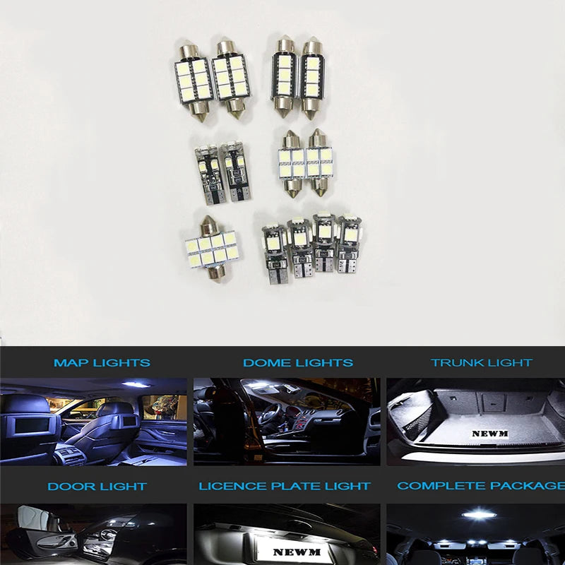 12-Piece LED Interior Light Kit - Canbus Error-Free Interior Bulbs