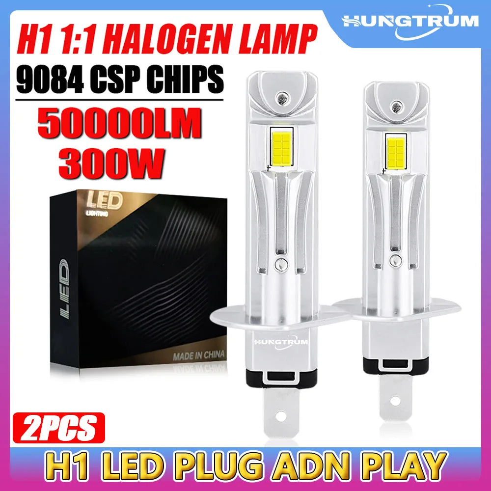 Super Bright H1 LED Headlamp CANBUS Error Free Fanles Wireless 1:1 Halogen Lamp Plug And P
