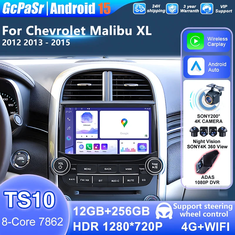 Stereo Radio CarPlay For Chevrolet Malibu XL 2012 2013 2014 2015 Android Car Radio Multime