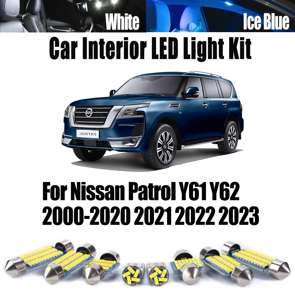 LED Interior Light Kit for Nissan Patrol Y61 Y62 2000- 2020 - Canbus Dome Map Door Trunk Bulbs | AUTOKITSHOP