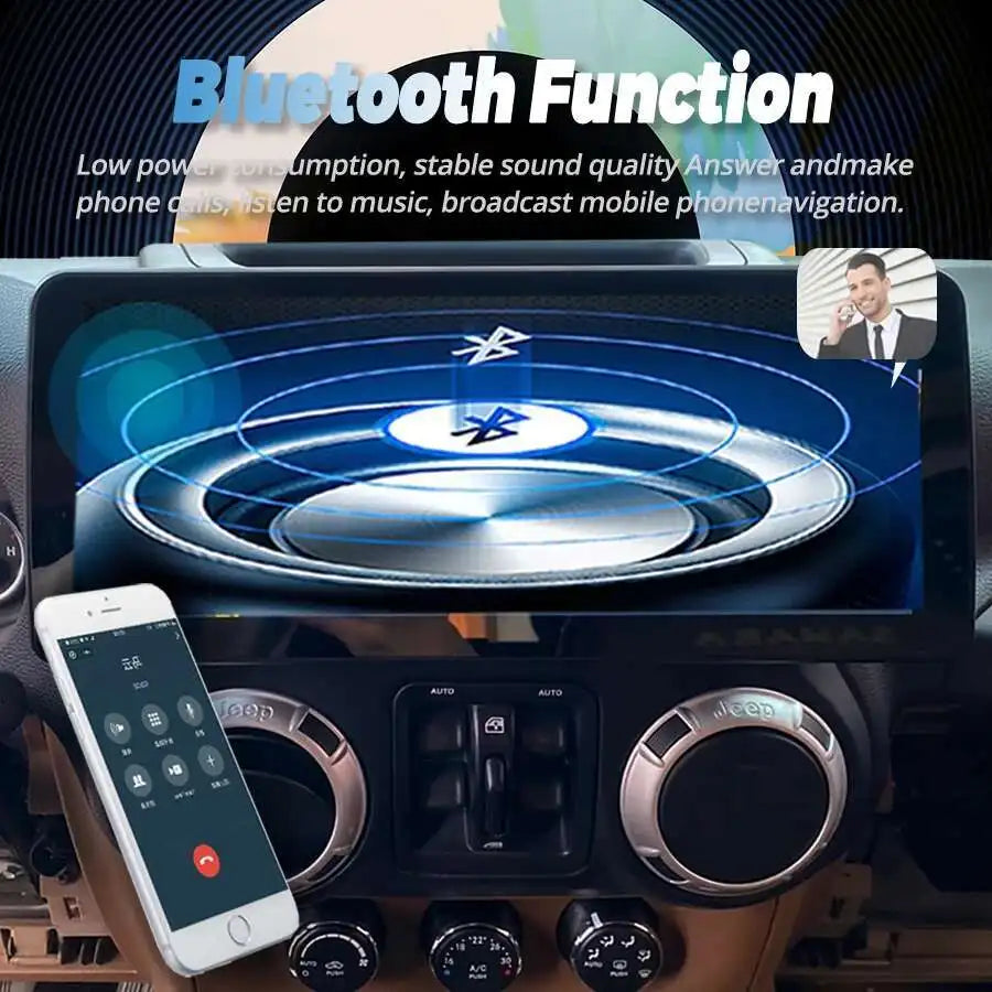 For Jeep Wrangler 3 JK 2010-2018 12.3Inch QLED Screen Android 14 Car Audio GPS Multimedia