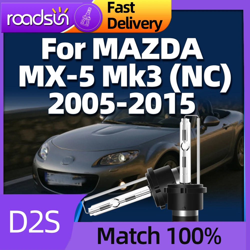 D2S Xenon Light 35W Headlight Bulb 6000K For MAZDA MX5 Mk3 (NC) 2005 2006 2007 2008 2009 2