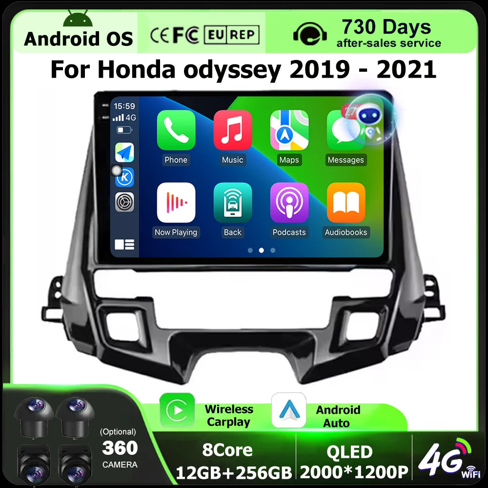 9'' Android 16 Auto Carplay For Honda odyssey 2019 2020 2021 Car Radio Multimedia Video Pl