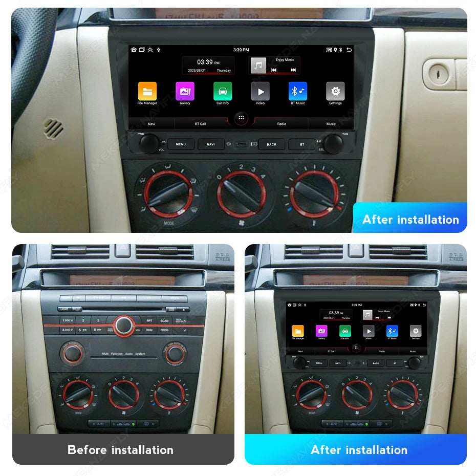 MEKEDE&NAVIFLY Car Radio For Mazda 3 2004 2005 2006 2007 2008 2009 Carplay GPS Central Mul