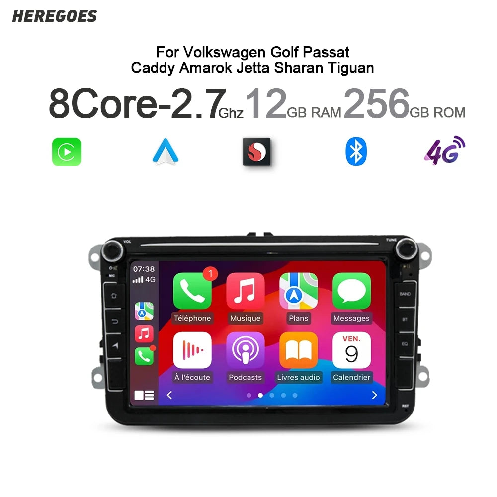 7" Android 13 Car Radio GPS for Volkswagen VW Passat Tiguan Touran Golf Polo - Wireless CarPlay 2 Din Multimedia Player