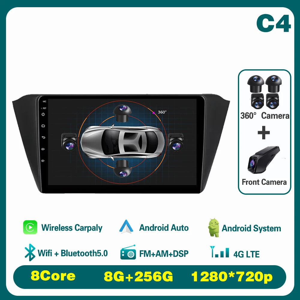 Android 15 Auto Car radio mutlimedia player For Skoda Fabia 3 III 2015 2016 2017 2018 2019