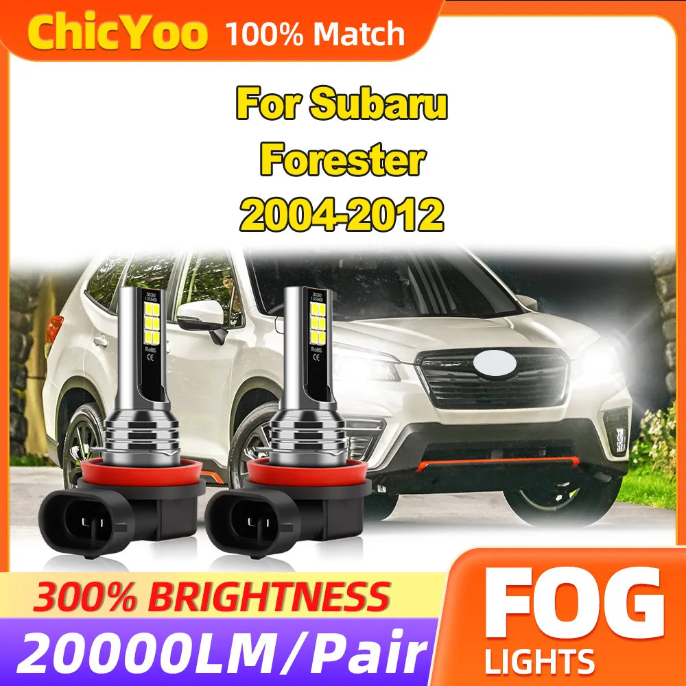 20000LM CSP Chips LED Fog Lights 60W Fog Lamps 12V 6000K White For Subaru Forester 2004 20
