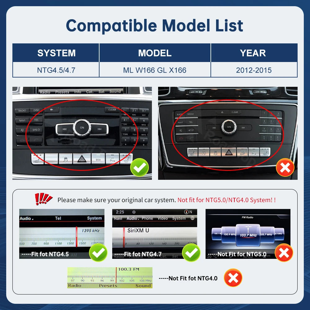 CN 12.3'' Multimedia Display For Benz ML W166 GL X166 GLE GLS NTG4.5 4.7 Touch Screen Wire | AUTOKITSHOP