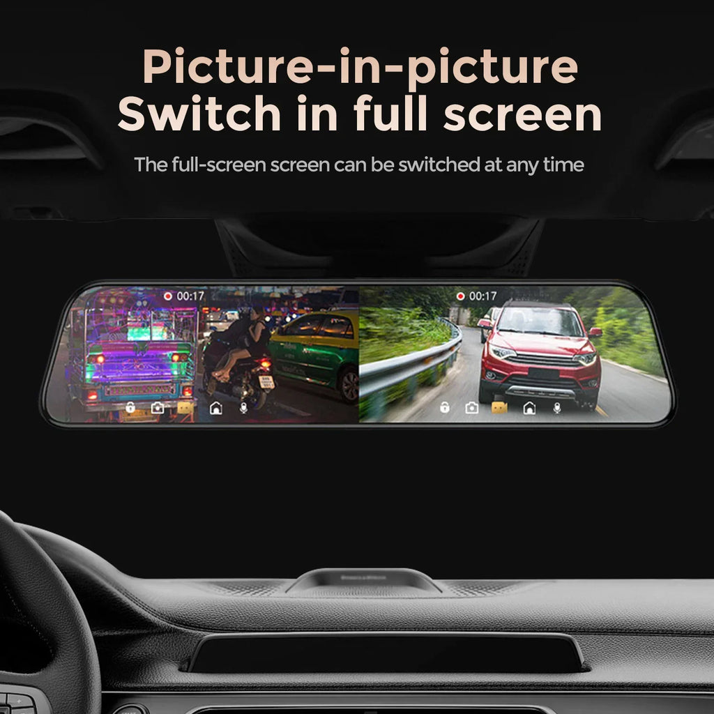 10'' /12 Inch Streaming Recorder Front and Rear Dual Recording Rearview Mirror Reversing V | AUTOKITSHOP
