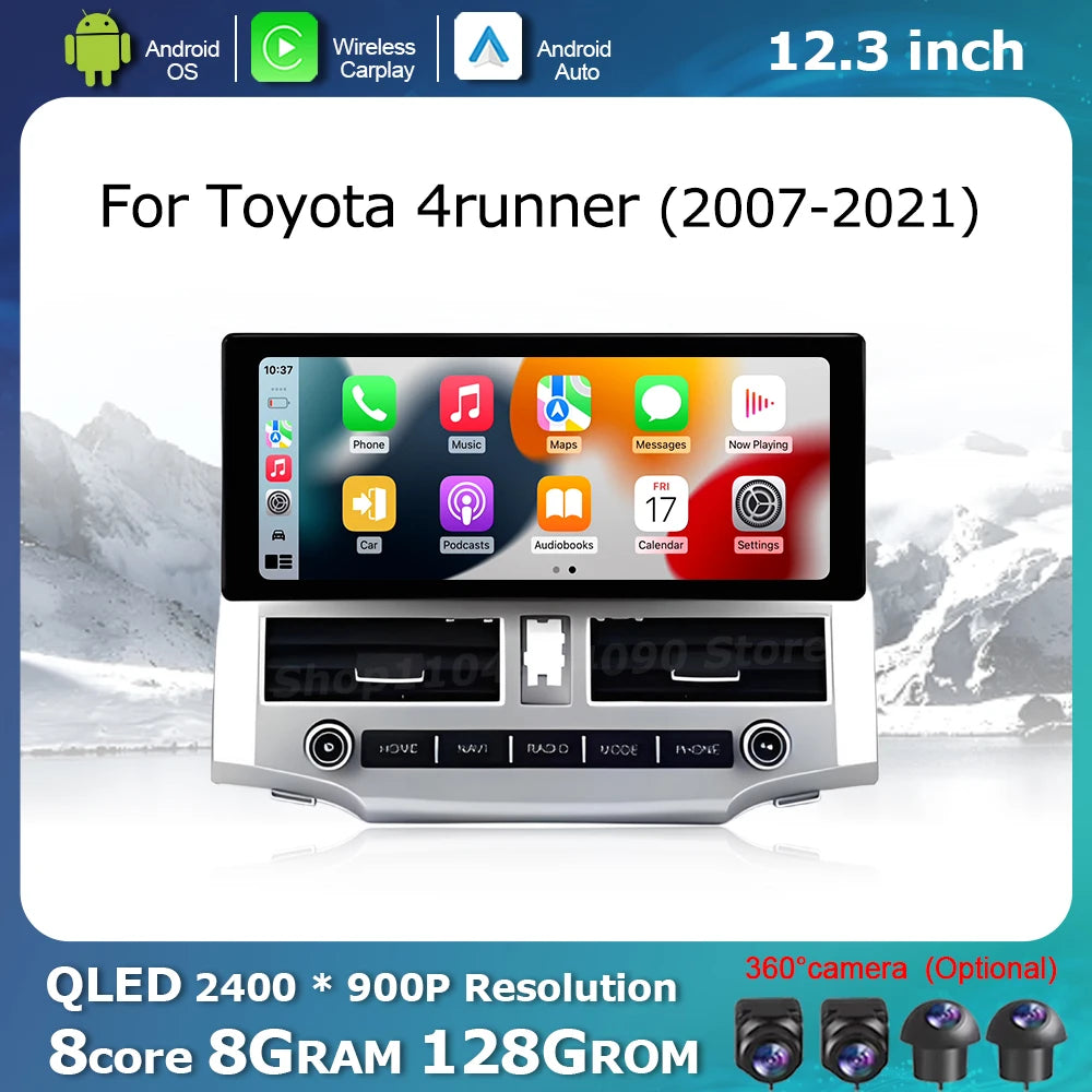 for Toyota 4runner 2007- 2021 Multimedia Radio Player GPS Navi WiFi Wireless Carplay Andro