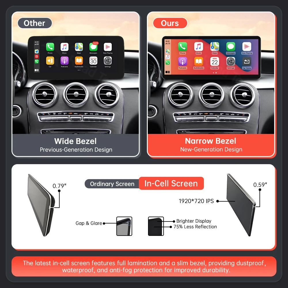 12.3 Wireless Carplay Screen Multimedia Display For Mercedes-Benz C GLC V Class W205 W447  | AUTOKITSHOP
