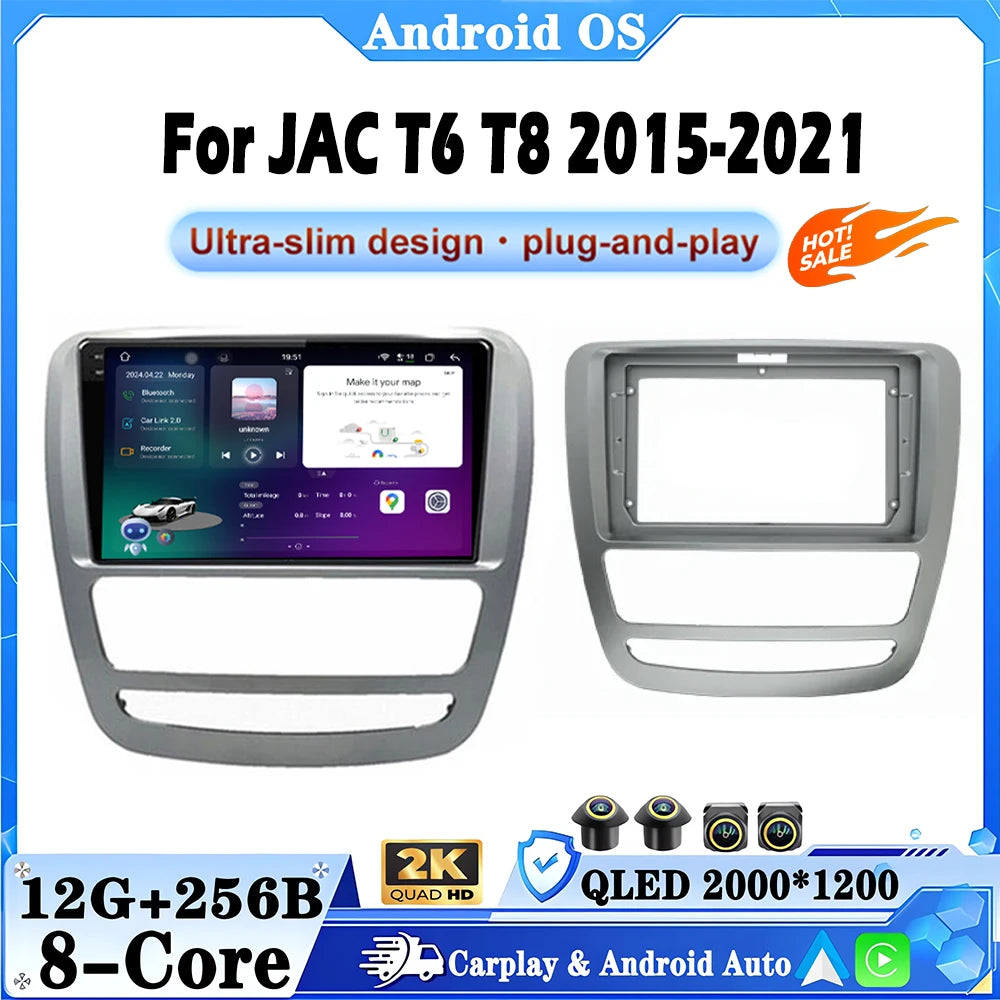 9" Android 16 For JAC T6 T8 2015-2016-2018-2022-2021 Car Radio Multimedia Player GPS Navig