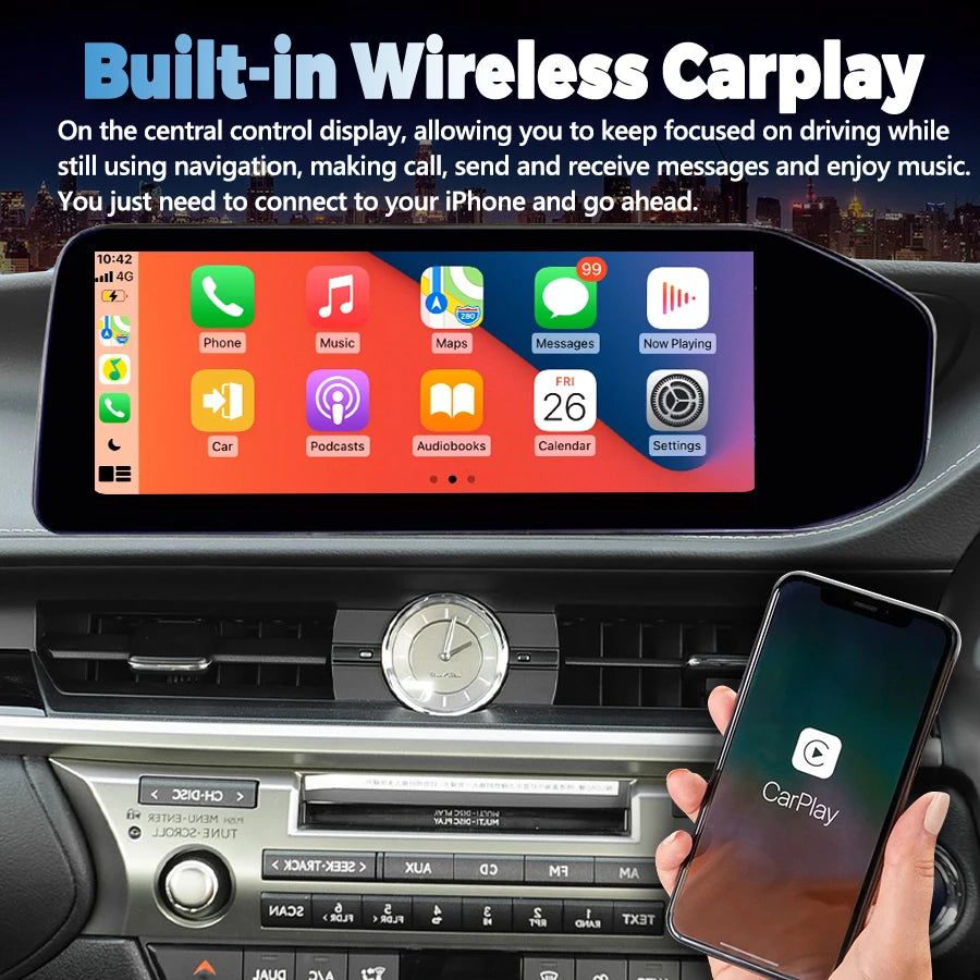 Plug To Play Carplay RHD Car Radio For Lexus ES ES300 ES250 ES350 ES300h 2013-2017 12.3''