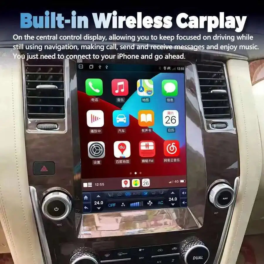 13.8inch Android 15 Touch Screen Car Radio For Nissan Patrol Y61 Y62 GPS Carplay Car Multi | AUTOKITSHOP