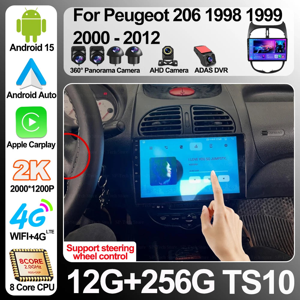 Car Radio For Peugeot 206 1998 1999 2000 - 2012 Wireless Carplay Android 16 Auto Car Intel | AUTOKITSHOP