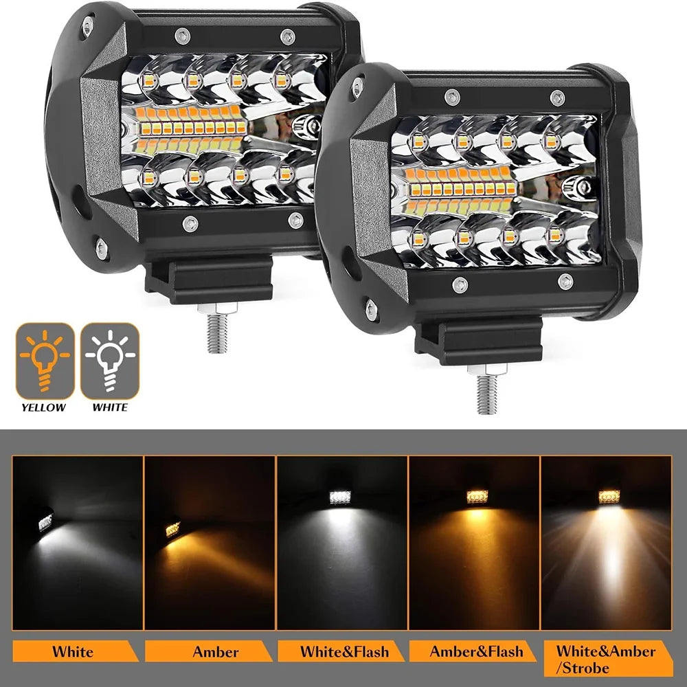 4 Inch 220W Work Light 12V/24V 5 Modes Fog Driving LED Work Light for Auto 4X4 ATV SUV UTE