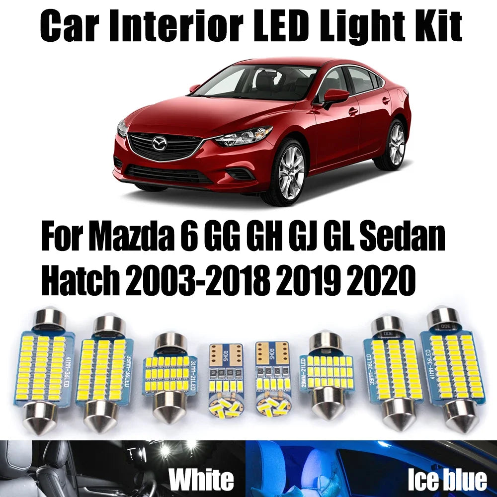 LED Interior Light Kit for Mazda 6 GG GH GJ GL Sedan Hatch 2003- 2019 - Canbus Dome Map Door Trunk Bulbs | AUTOKITSHOP