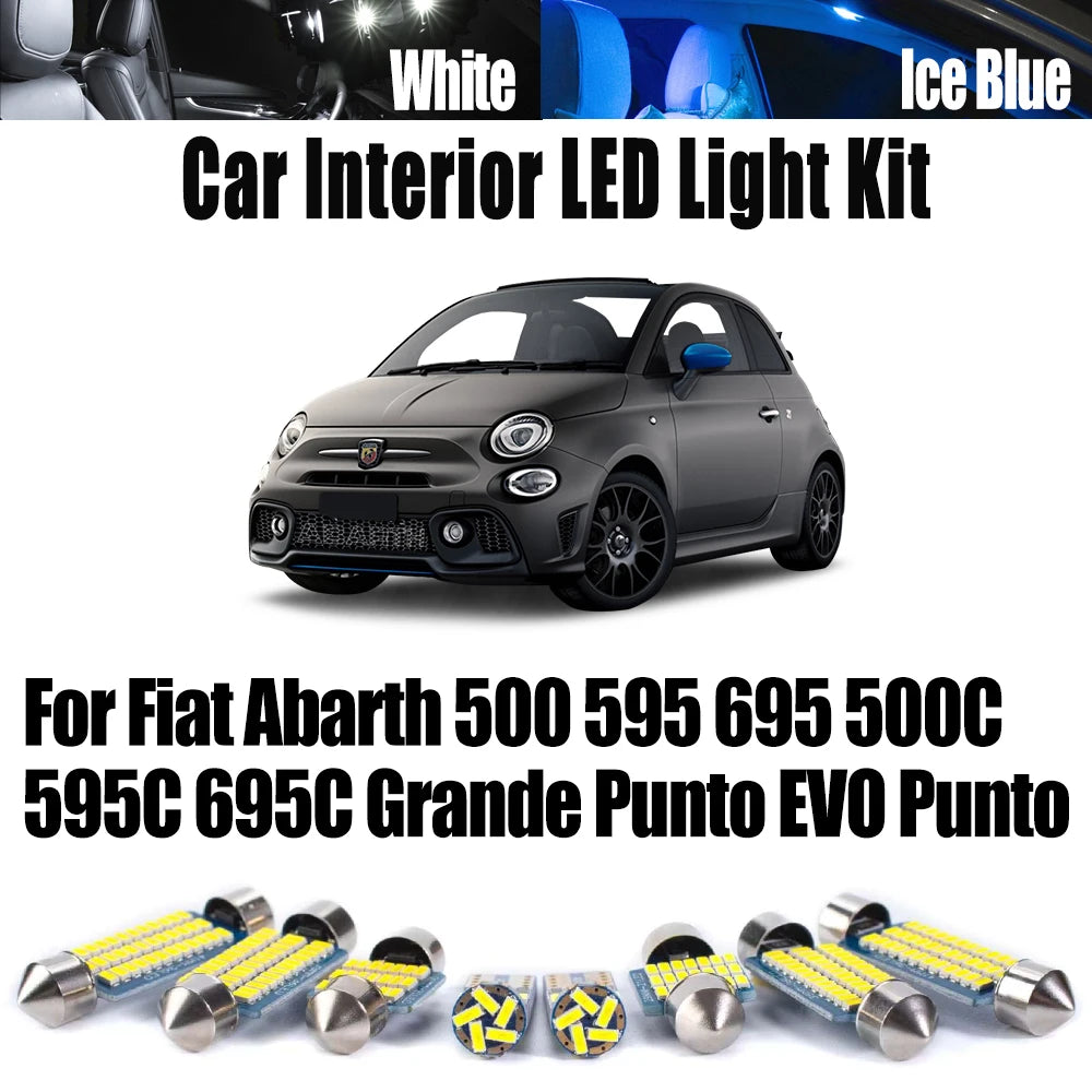 LED Interior Light Kit for Fiat Abarth 500 595 695 500C 595C 695C Grande Punto EVO Punto Car Accessories - Canbus Err...