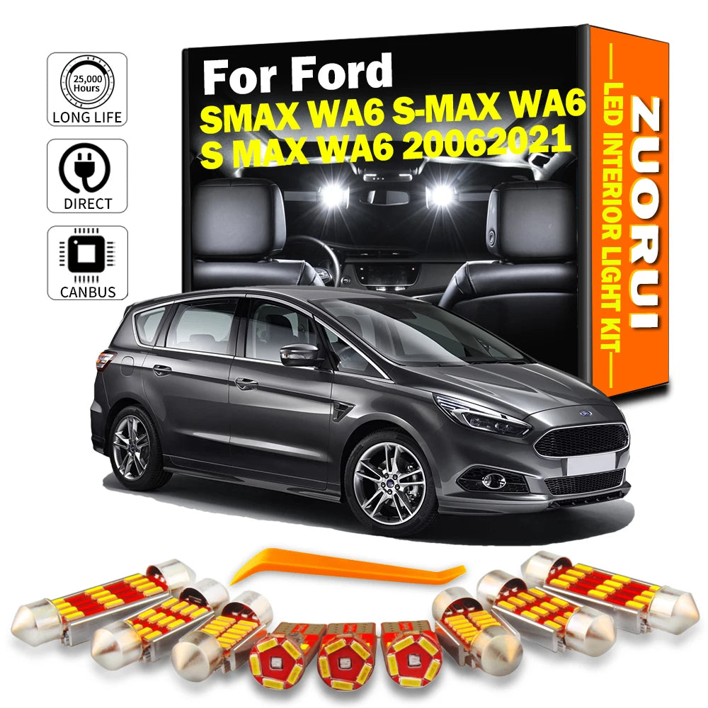 LED Interior Light Kit for Ford SMAX S-MAX S MAX WA6 2006 - 2020 - Canbus Dome Map Door Trunk Bulbs | AUTOKITSHOP