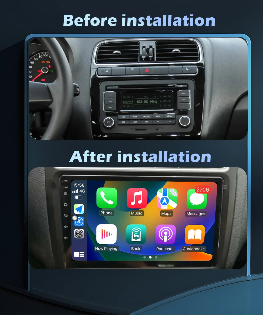 Wireless CarPlay For Volkswagen VW POLO 5 2008 - 2017 Android 16 Car Radio Multimedia Vide