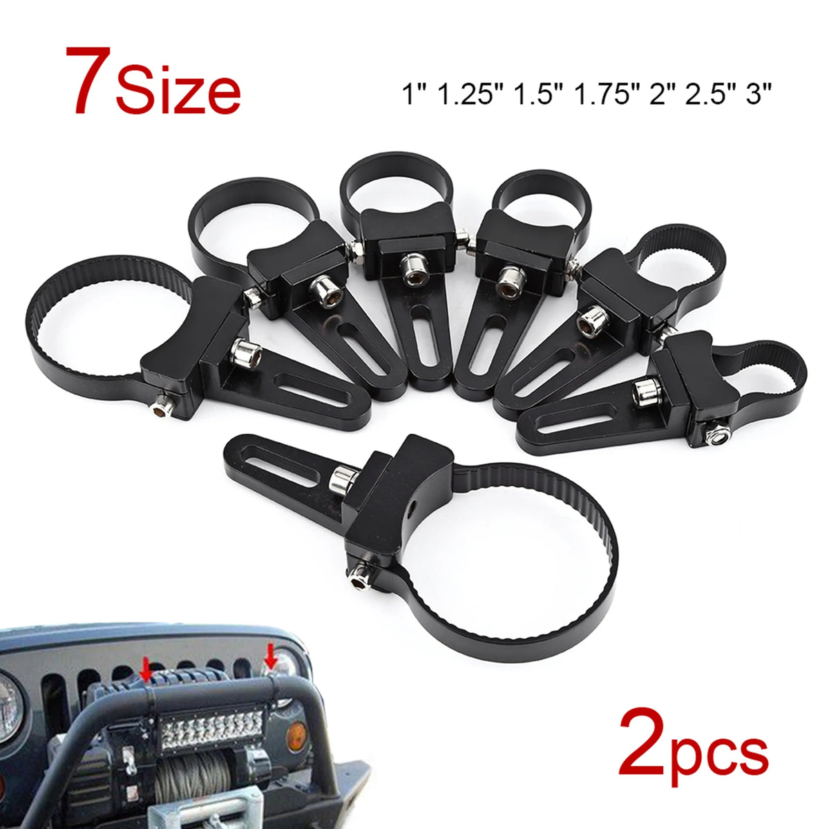 1inch‑3inch Aluminum Car Tube Bull Roll Bar Mount Bracket Clamps Holder LED Car Truck Off Road W - Automotive LED Light