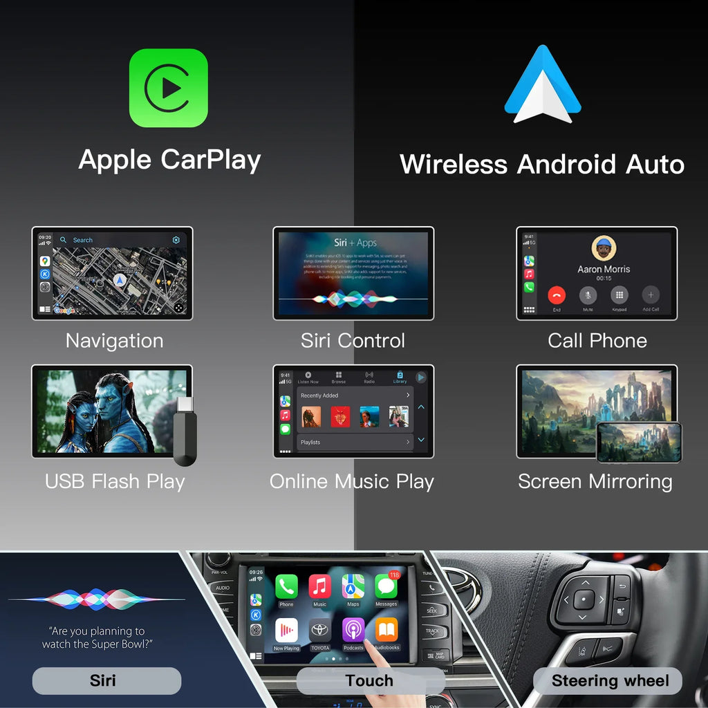 Wireless Carplay Android Auto For TOYOTA RAV4 Corolla Tacoma Camry CHR Tundra Highlander P