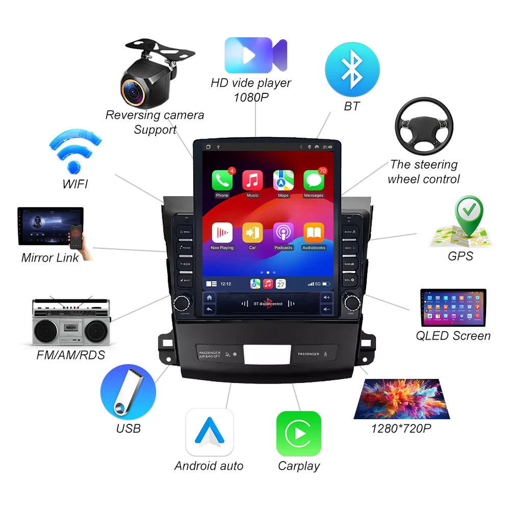 Car Radio For Mitsubishi Outlander 2 Cw0w 2005 - 2013 For Citroen C-crosser 1 2007 - 2013  | AUTOKITSHOP