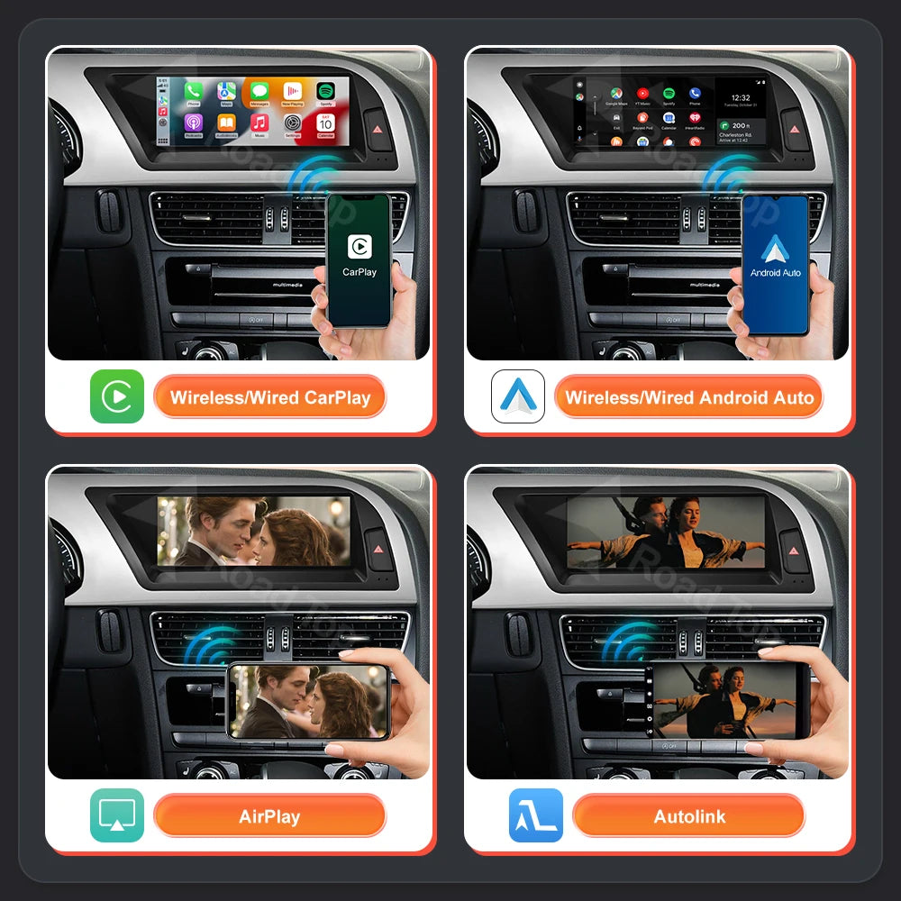 RoadTop 8.9'' Wireless CarPlay Touch Screen Multimedia Display For Audi A5 2008-2016 with  | AUTOKITSHOP