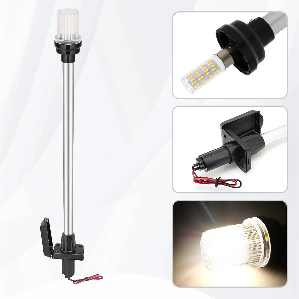 AD Boat Navigation Light 22 Inch LED Lights Anchor Lights for Marine Yacht Pontoons Fishing Boat - Canbus LED Car Light