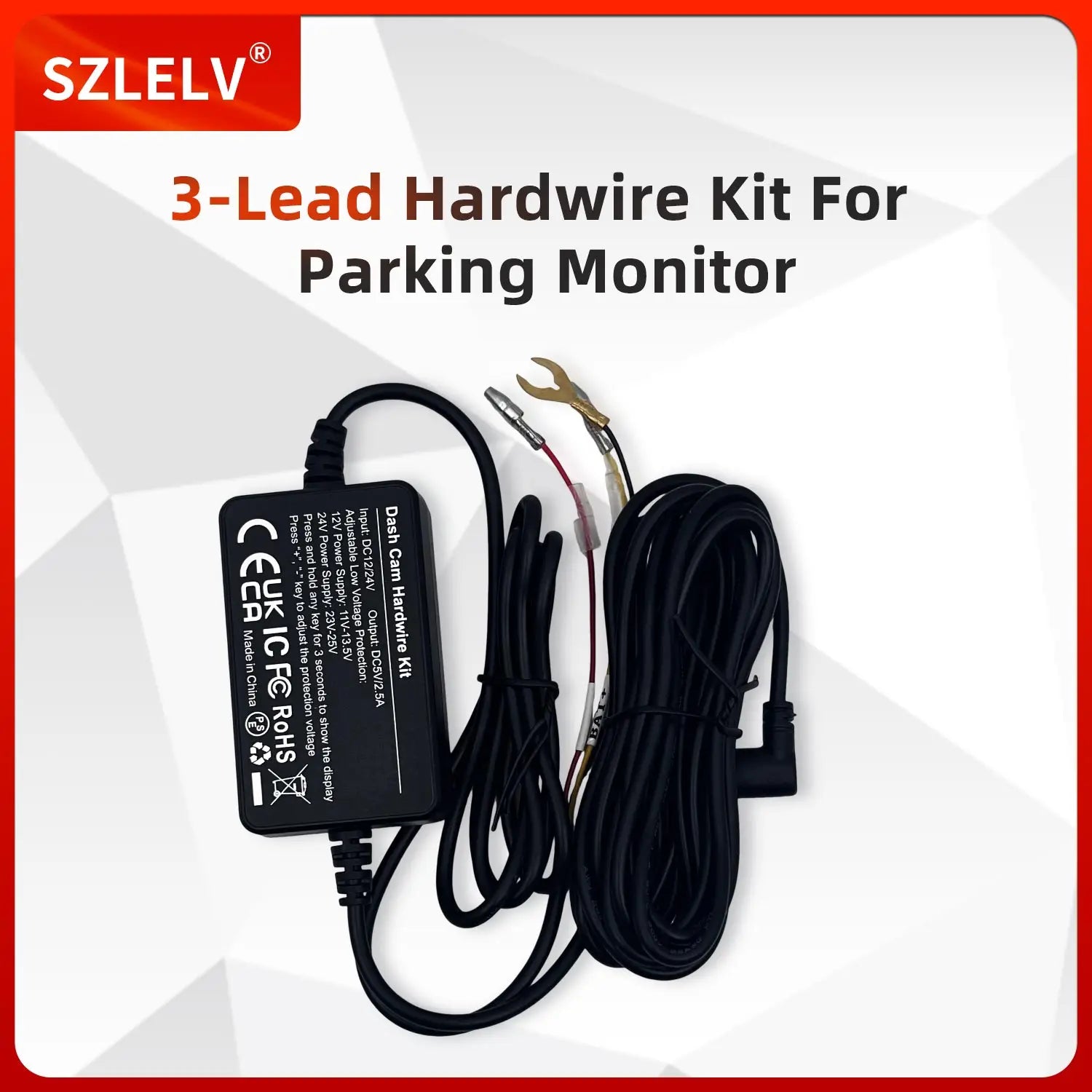 12 24V to 5V 2.5A Hardwire Kit for Car DVR Dash Cam Parking Monitor with Low Voltage Prote