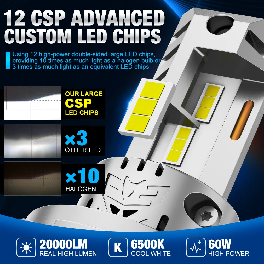 XSTORM H4 LED Headlight Bulbs 9003 HB2 Canbus High Low Beam Car Light 20000LM Turbo Led Di