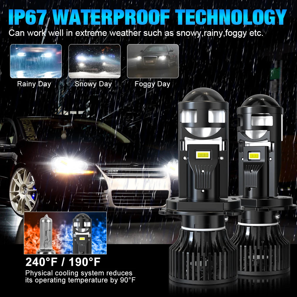 300W 30000LM Bi LED H4 LED Projector Lens Headlight Canbus Auto H4 LED Light Bulb Auto Mot