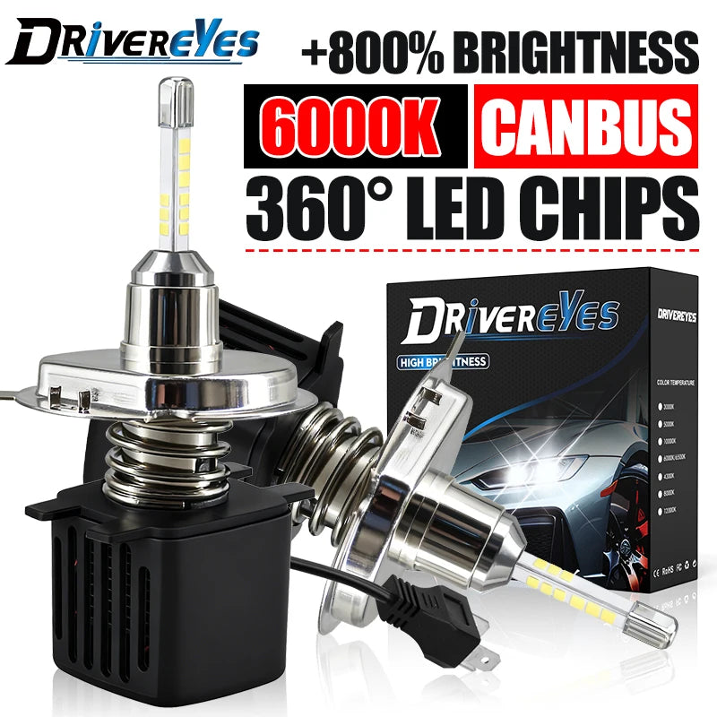 360 CSP CHIPS H7 LED Car Headlights H4 H11 H9 H8 9005 HB3 9006 HB4 Ice Bulbs Turbo Fog Lig