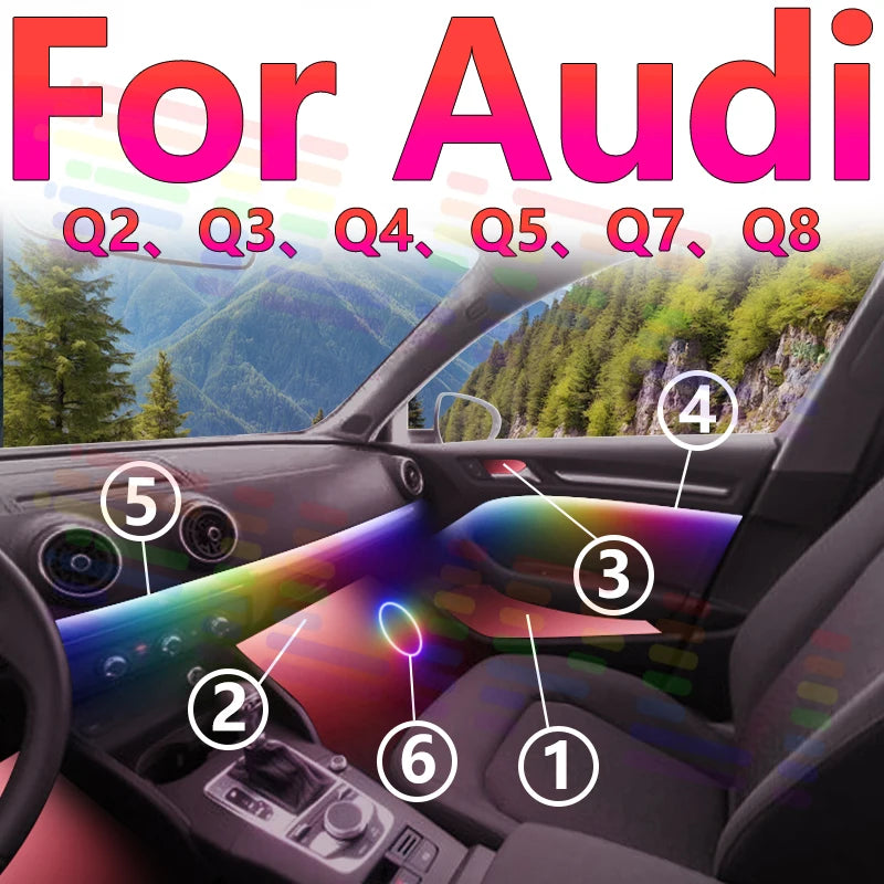 For Audi Q2 Q3 Q4 Q5 Q7 Q8 64s RGB LED Interior Ambient Light Personalize Your Car's Inter | AUTOKITSHOP