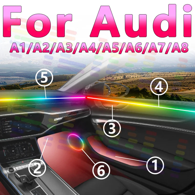 64 Color RGB Car Ambient Light Symphony APP Control 12V Interior Atmosphere Lamp Upgrade K | AUTOKITSHOP