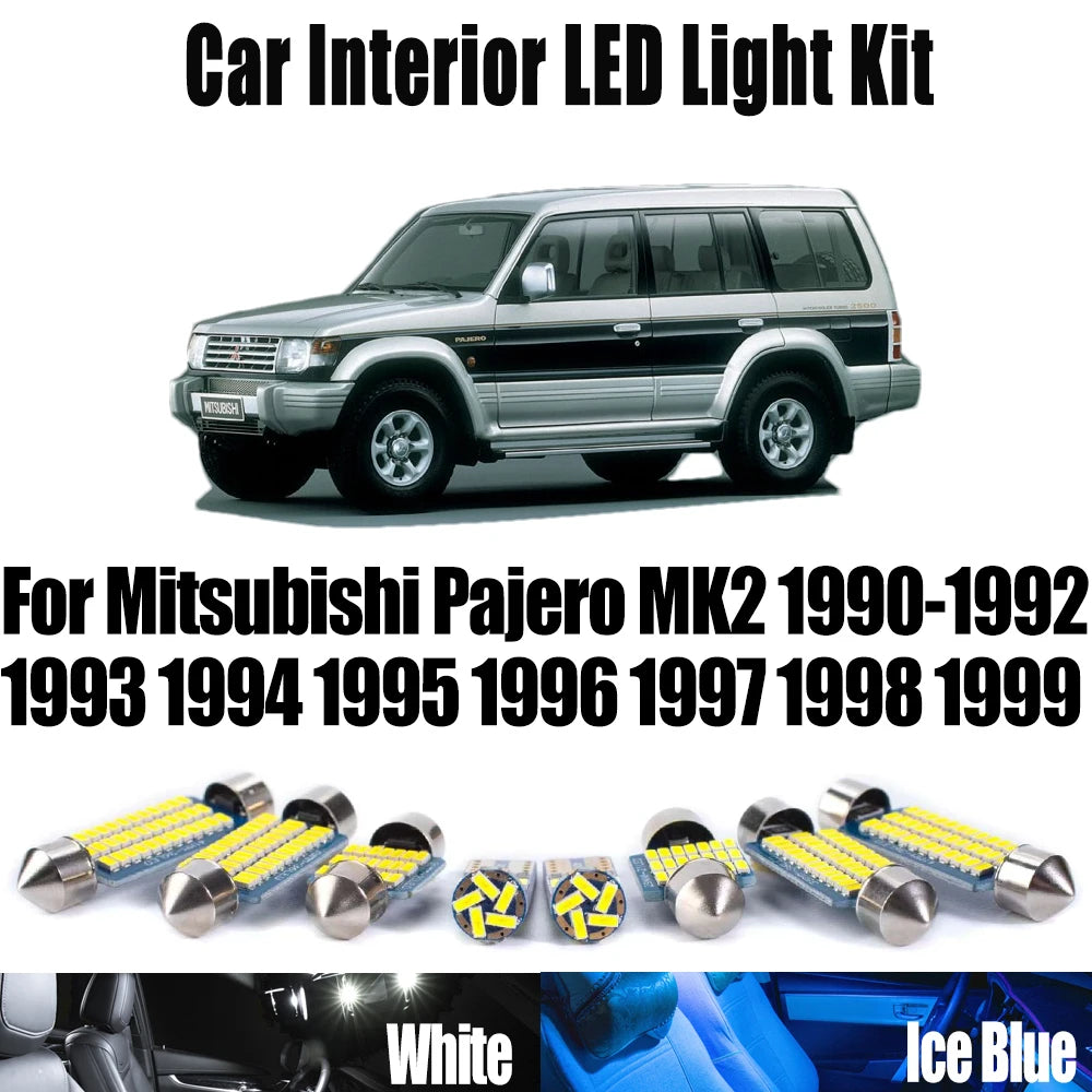 13-Piece LED Interior Light Kit for Mitsubishi Pajero MK2 1990- 1994 - Canbus Dome Map Door Trunk Bulbs | AUTOKITSHOP