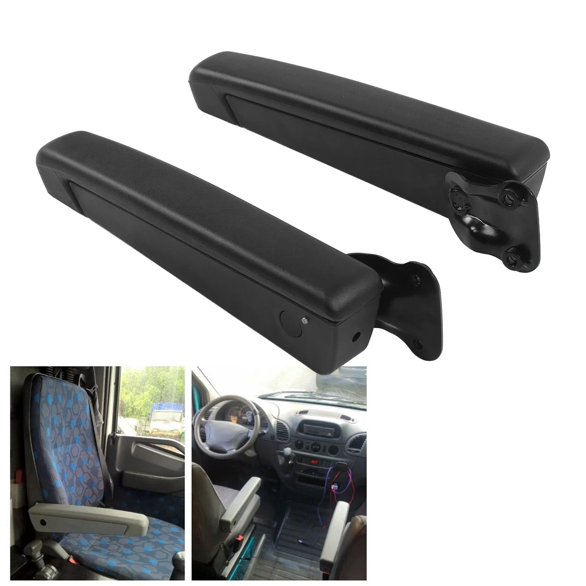 2Pcs Truck Seat Arm Rest Black Armrest Car Adjustable Seat Armrest Shock Resistant PU Sponge Uni - Automotive LED Light