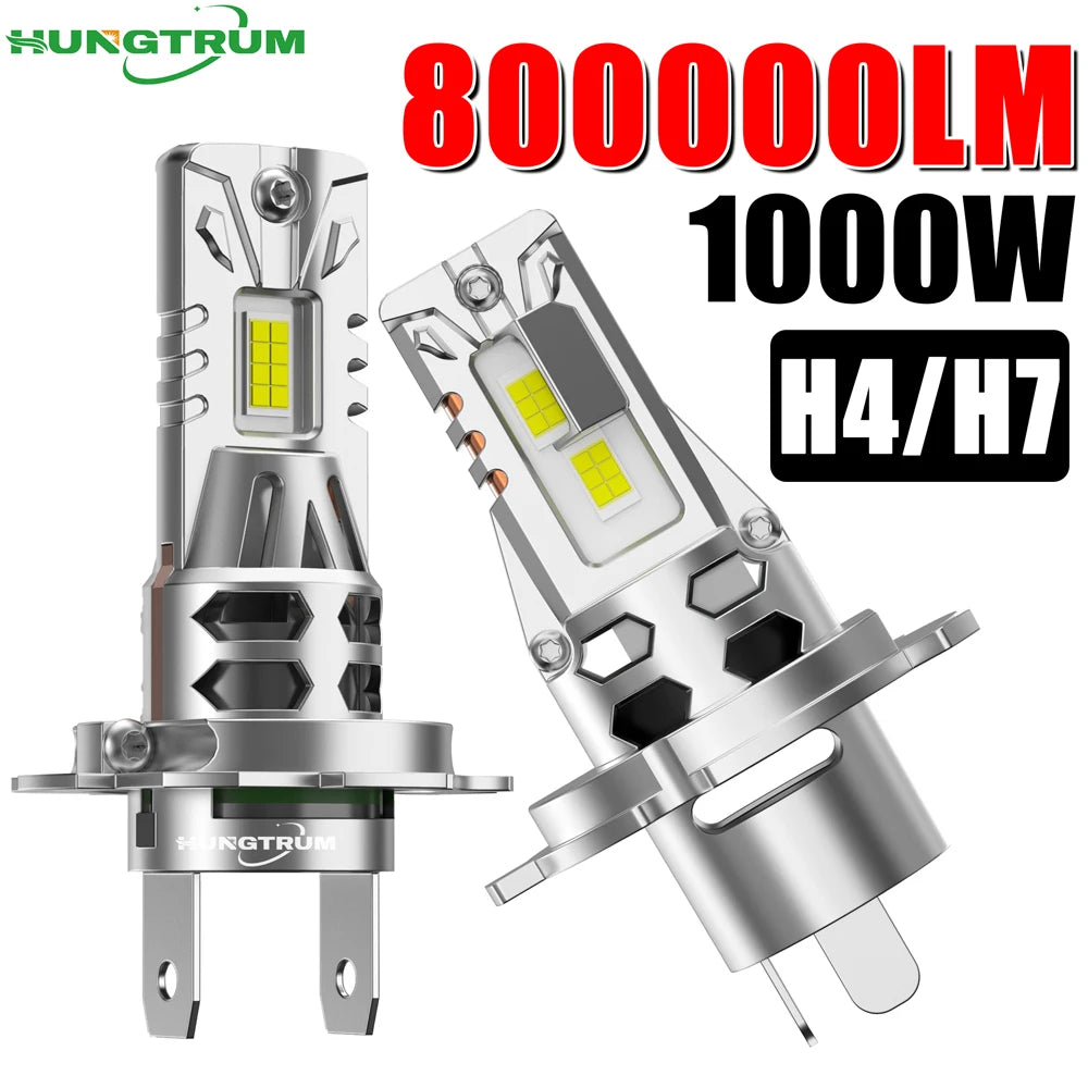 H4 H7 LED CANBUS Headlight 9003 HB2 High Low Beam With Turbo Fan Auto Lights 800000LM 1000