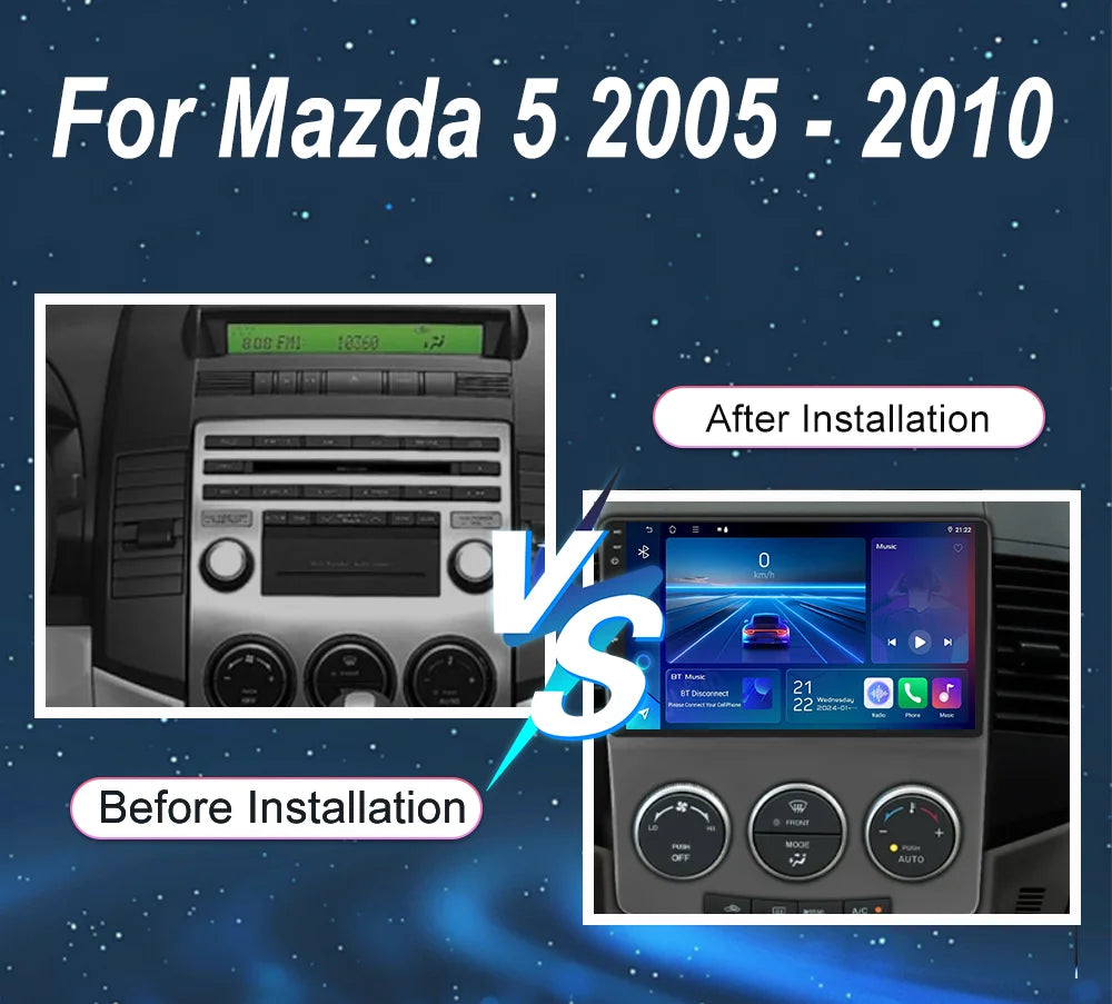 Car DVD Android 14 Radio Stereo For Mazda 5 2005 -2010 Auto Multimedia Player GPS Navigati