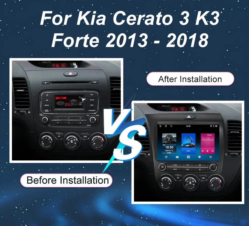 Android 16 For Kia Cerato 3 K3 Forte 2013-2018 Auto Multimedia Player GPS Radio Stereo Tou