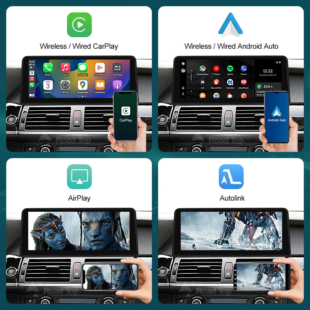 RoadTop Wireless Carplay For BMW X5 X6 E70 E71 2007-2013 CCC CIC System Multimedia Display