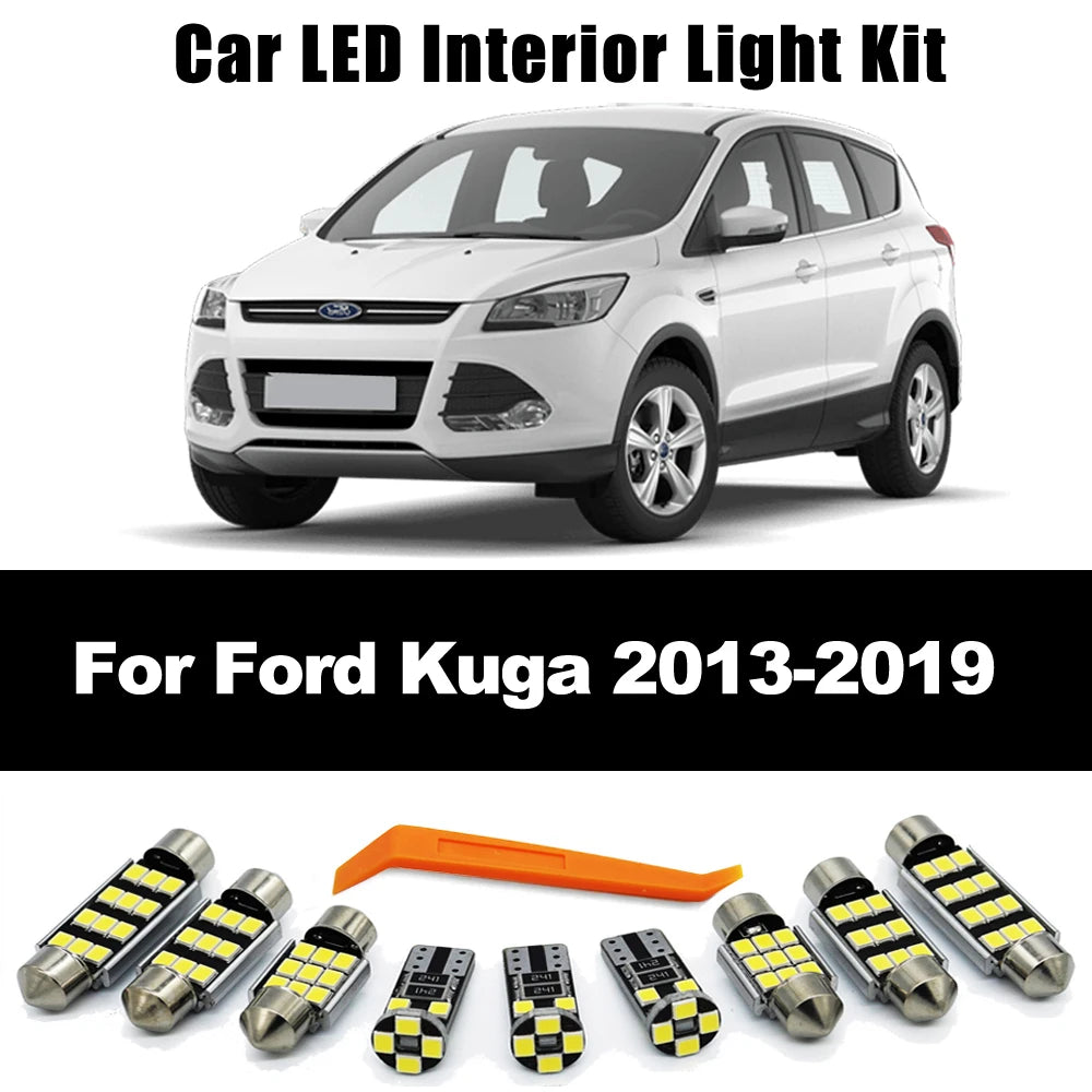 14Pcs Canbus No Error For Ford Kuga 2013 2014 2015 2016 2017 2018 2019 LED Interior Light License Plate Lamp Kit Car LED Bulb