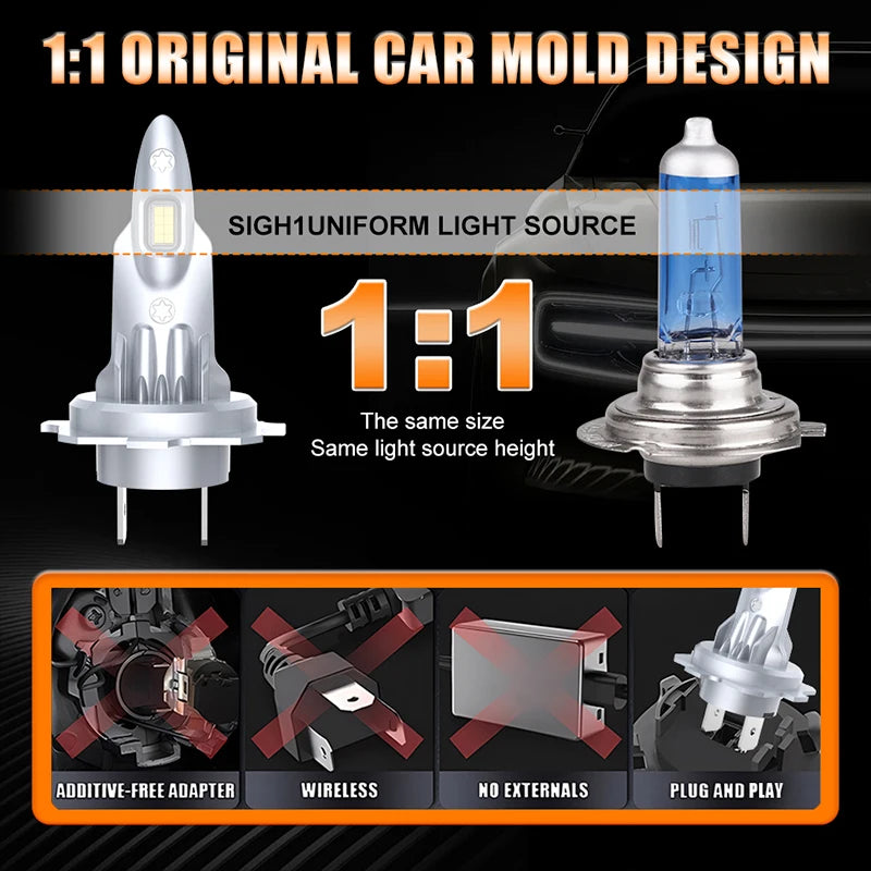 Ultra Bright H7 H4 LED Headlight Car Light H11 H8 H9 HB3 9005 HB4 9006 16PCS 8054 CSP 6500